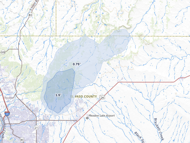 NEXRAD radar-signature map of the hail storm over Peyton, CO on May 29, 2026