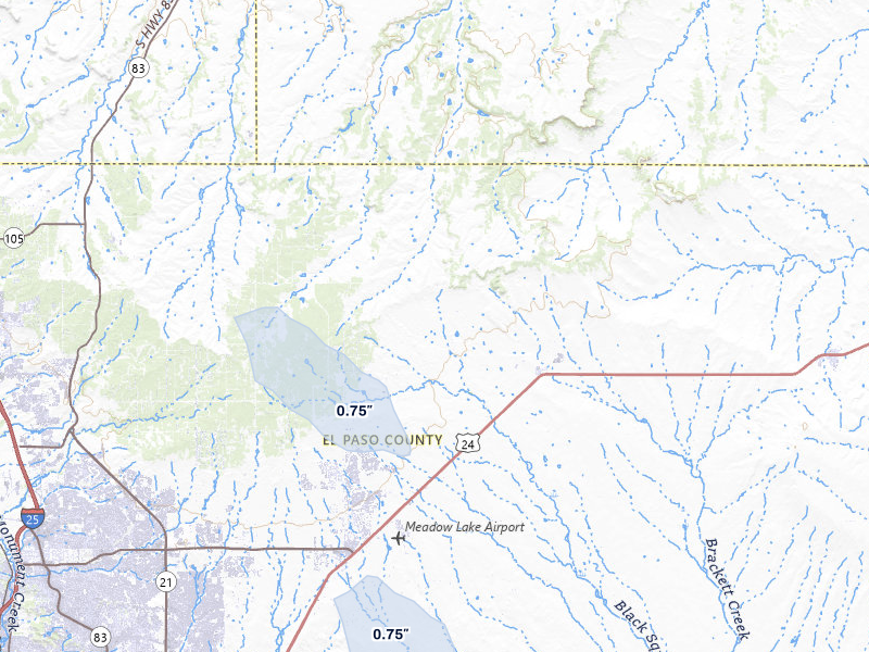 NEXRAD radar-signature map of the hail storm over Peyton, CO on Jul 9, 2026