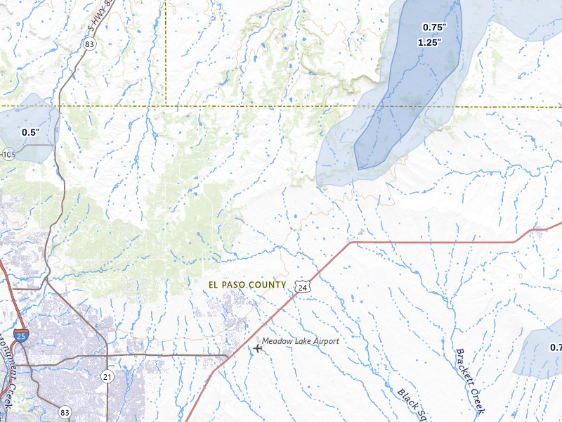 NEXRAD radar-signature map of the hail storm over Peyton, CO on Jul 10, 2026