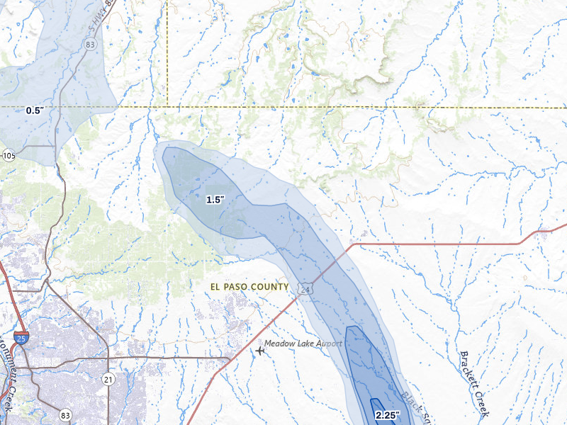 NEXRAD radar-signature map of the hail storm over Peyton, CO on Jul 31, 2026