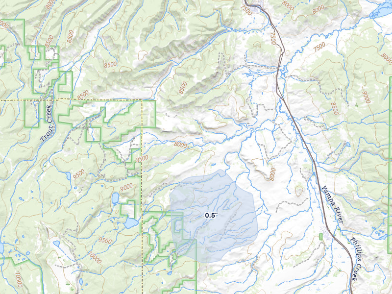 NEXRAD radar-signature map of the hail storm over Phippsburg, CO on Jul 8, 2026