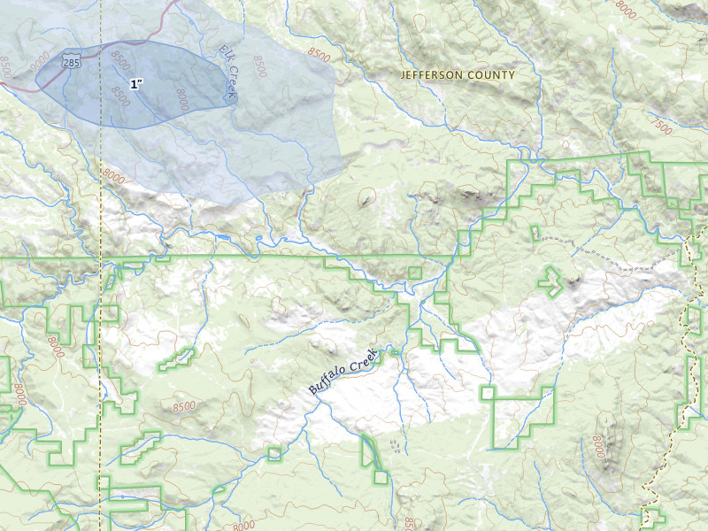 NEXRAD radar-signature map of the hail storm over Pine, CO on Jul 22, 2026