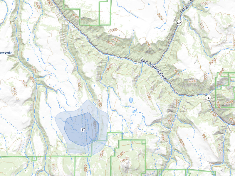 NEXRAD radar-signature map of the hail storm over Placerville, CO on Jul 26, 2026