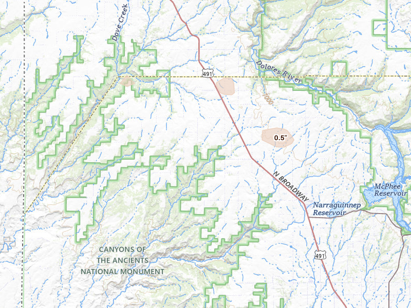 Radar-estimated hail-size map of the storm over Pleasant View, CO on Jul 19, 2026
