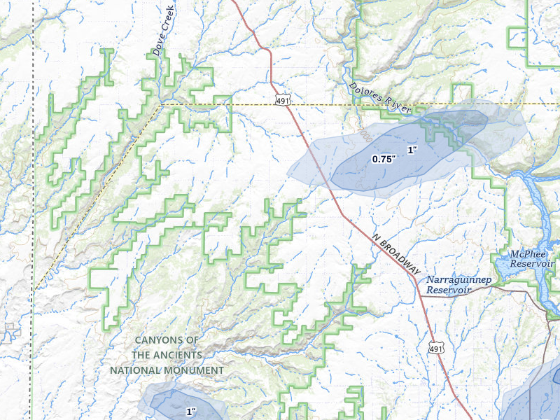 NEXRAD radar-signature map of the hail over Pleasant View, CO