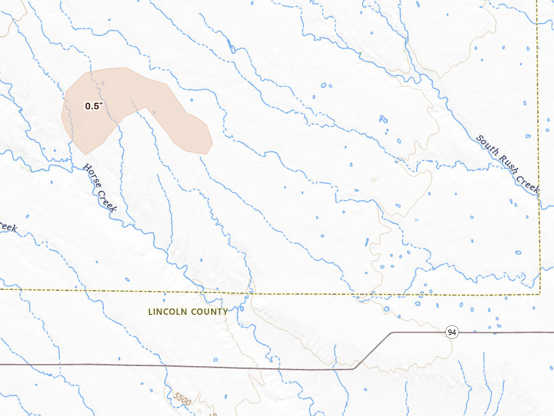 Radar-estimated hail-size map of the storm over Ramah, CO on Apr 27, 2026