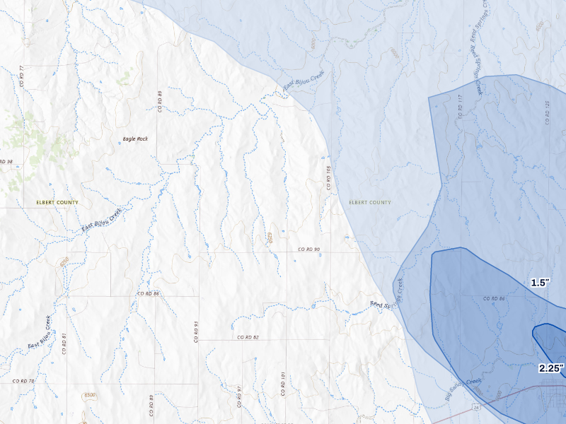 NEXRAD radar-signature map of the hail storm over Ramah, CO on Aug 18, 2026
