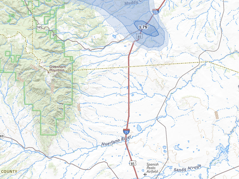 NEXRAD radar-signature map of the hail storm over Rye, CO on Aug 16, 2026