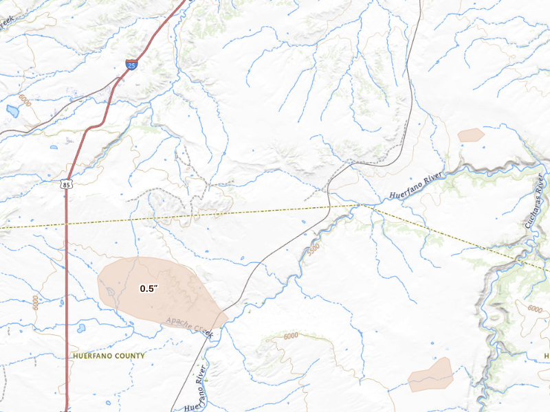 Radar-estimated hail-size map of the storm over Rye, CO