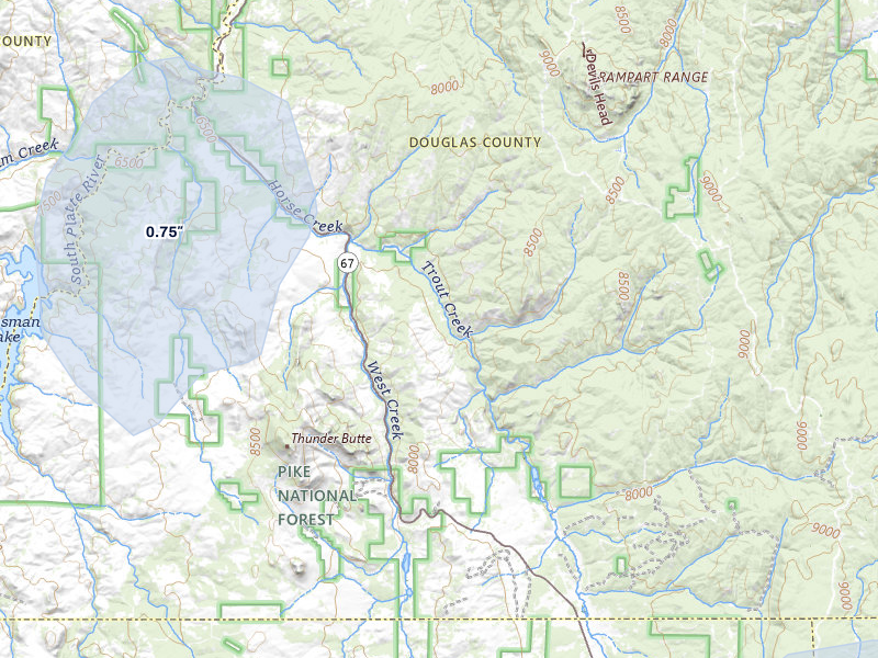 NEXRAD radar-signature map of the hail storm over Sedalia, CO on May 28, 2026