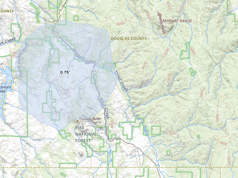 NEXRAD radar-signature map of the hail storm over Sedalia, CO on Jun 3, 2026