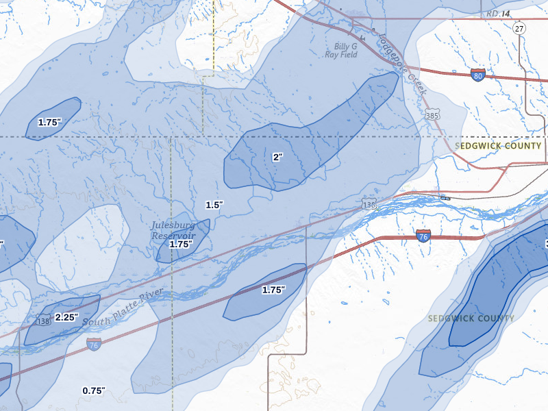 NEXRAD radar-signature map of the hail storm over Sedgwick, CO on Jun 30, 2026