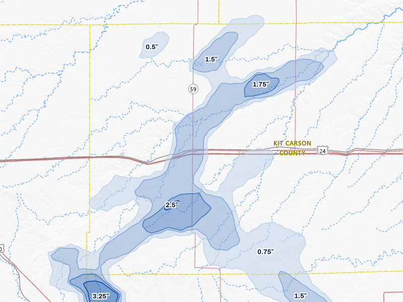 NEXRAD radar-signature map of the hail storm over Seibert, CO on Jun 26, 2026