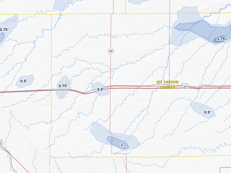 NEXRAD radar-signature map of the hail storm over Seibert, CO on Jul 9, 2026