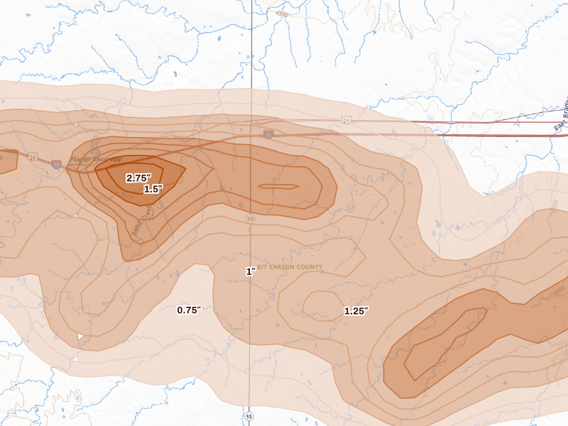 Radar-estimated hail-size map of the storm over Seibert, CO