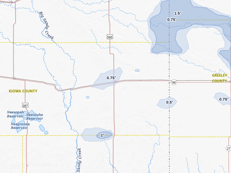 NEXRAD radar-signature map of the hail storm over Sheridan Lake, CO on Jul 9, 2026