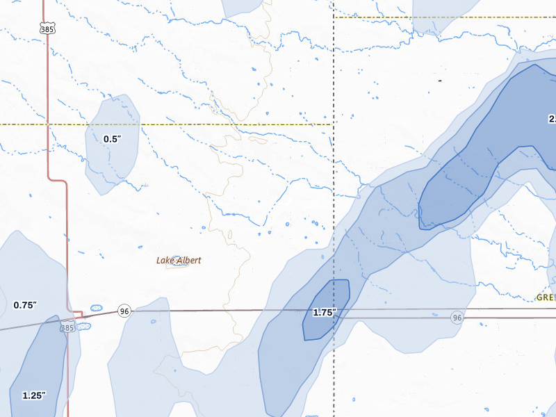 NEXRAD radar-signature map of the hail storm over Sheridan Lake, CO on Aug 13, 2026