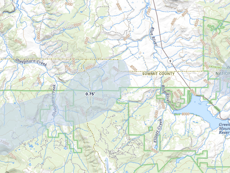 NEXRAD radar-signature map of the hail storm over Silverthorne, CO on May 17, 2026
