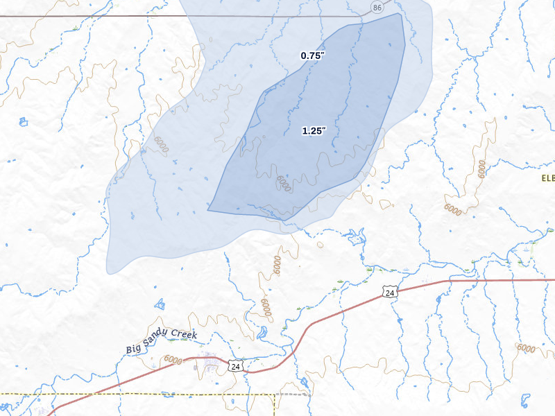 NEXRAD radar-signature map of the hail storm over Simla, CO on Jun 6, 2026