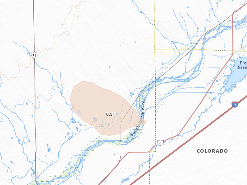 Radar-estimated hail-size map of the storm over Snyder, CO on May 21, 2026