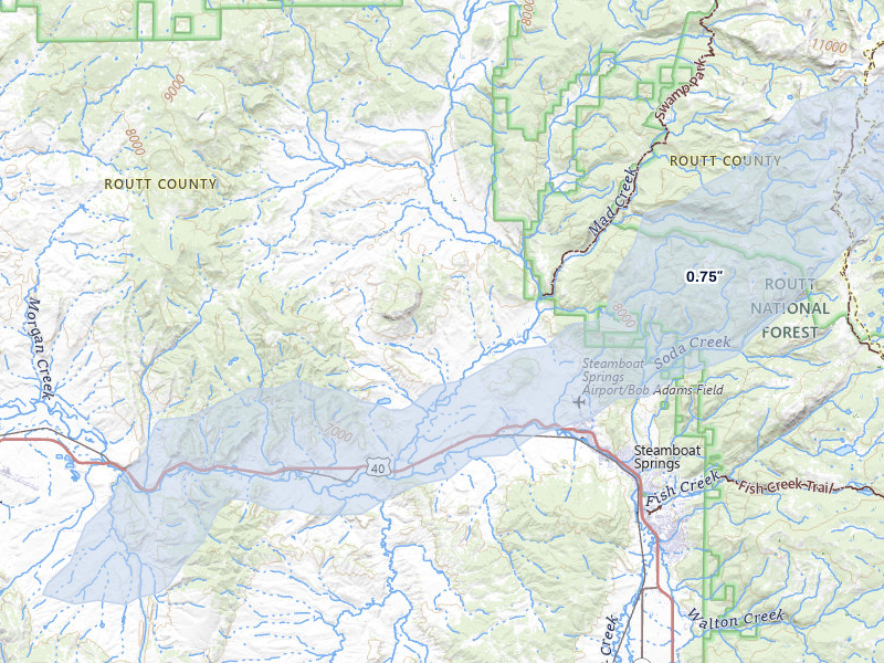 NEXRAD radar-signature map of the hail storm over Steamboat Springs, CO on May 17, 2026