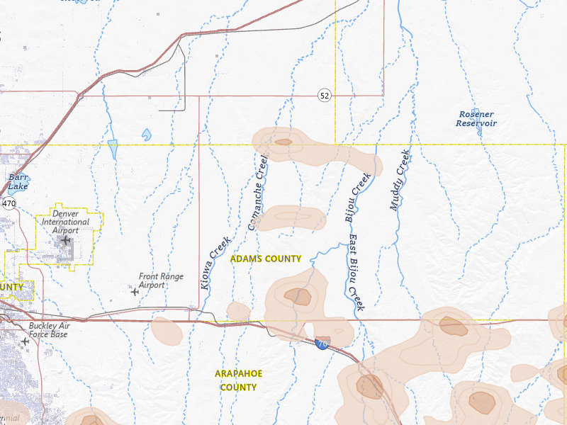 Radar-estimated hail-size map of the storm over Strasburg, CO on Aug 26, 2026