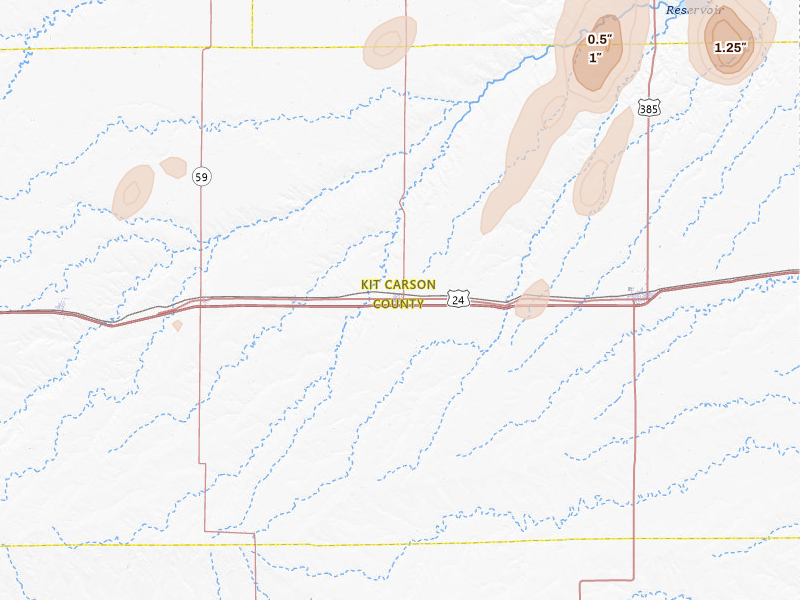 Radar-estimated hail-size map of the storm over Stratton, CO on Jun 30, 2026