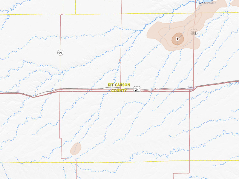 Radar-estimated hail-size map of the storm over Stratton, CO on Jul 9, 2026