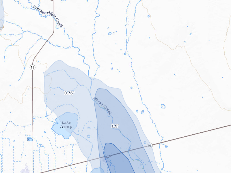 NEXRAD radar-signature map of the hail over Sugar City, CO