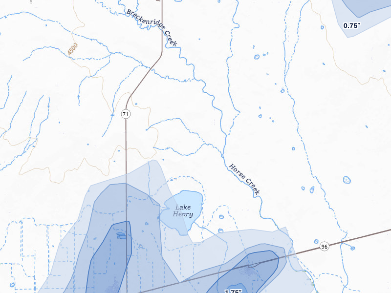 NEXRAD radar-signature map of the hail storm over Sugar City, CO on Aug 13, 2026