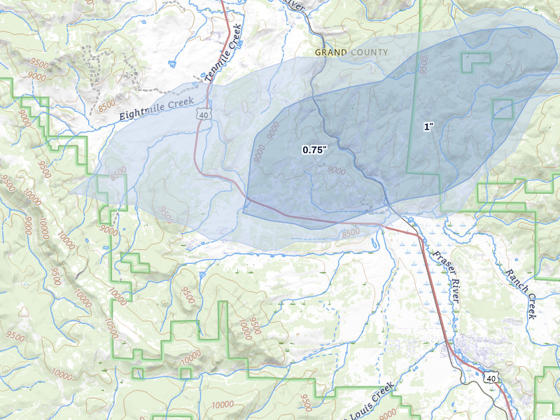NEXRAD radar-signature map of the hail storm over Tabernash, CO on May 17, 2026