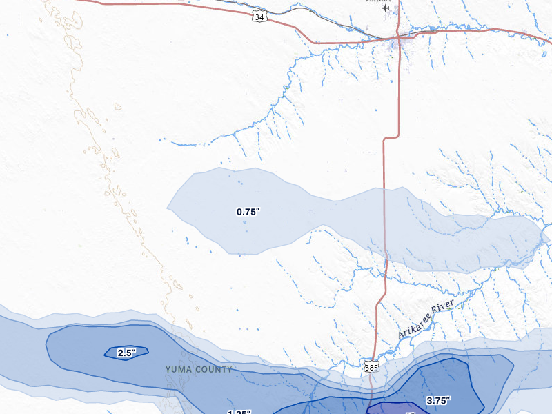 NEXRAD radar-signature map of the hail over Vernon, CO