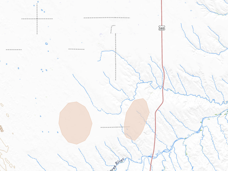 Radar-estimated hail-size map of the storm over Vernon, CO on Aug 14, 2026