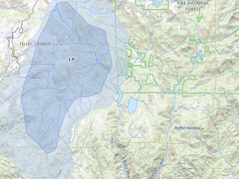 NEXRAD radar-signature map of the hail storm over Victor, CO on Jul 29, 2026