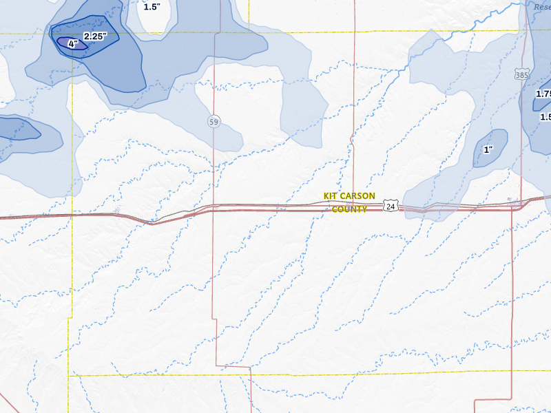NEXRAD radar-signature map of the hail storm over Vona, CO on Jul 3, 2026