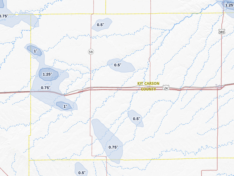 NEXRAD radar-signature map of the hail over Vona, CO