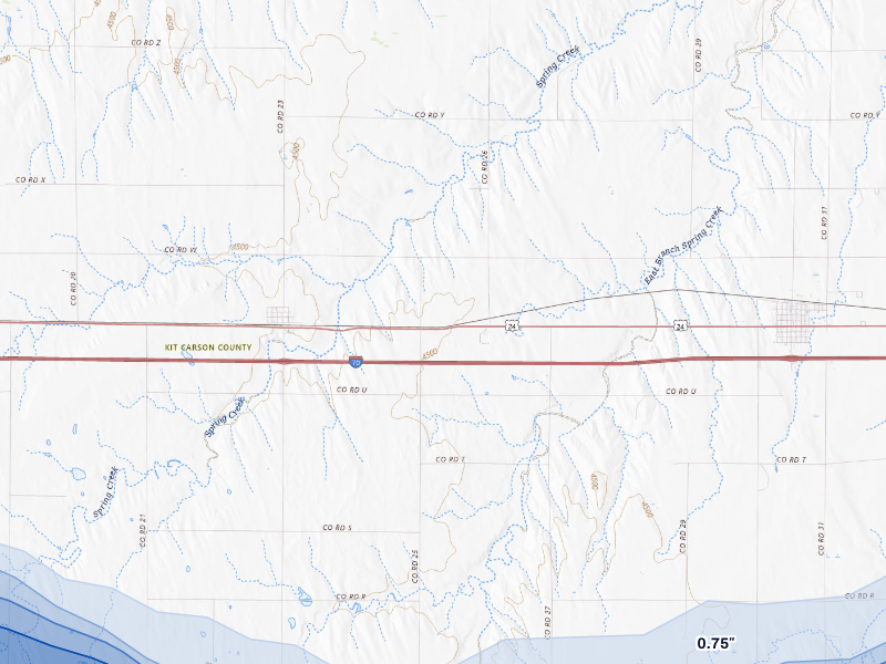 NEXRAD radar-signature map of the hail storm over Vona, CO on Sep 19, 2026