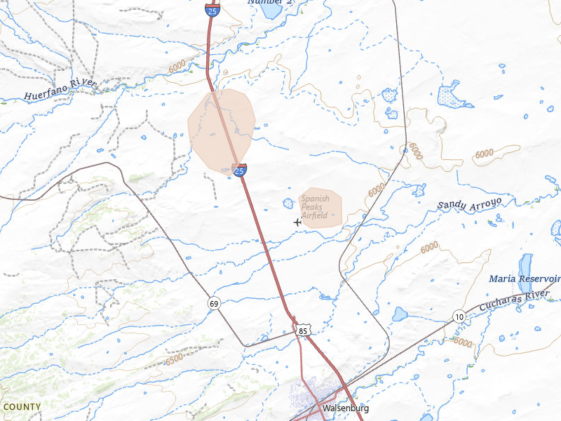 Radar-estimated hail-size map of the storm over Walsenburg, CO on Jul 29, 2026