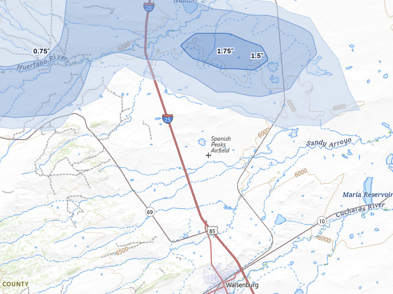 NEXRAD radar-signature map of the hail storm over Walsenburg, CO on Jul 30, 2026