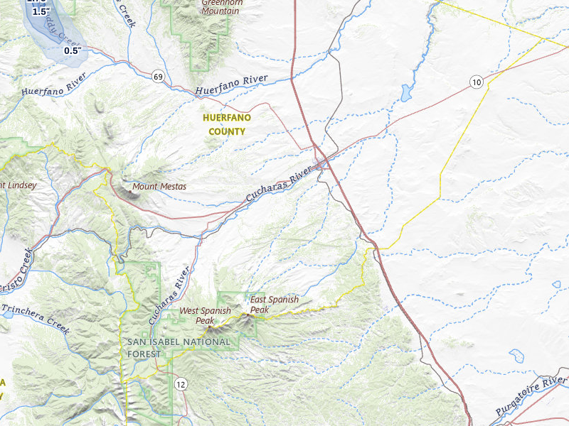NEXRAD radar-signature map of the hail storm over Walsenburg, CO on Aug 19, 2026
