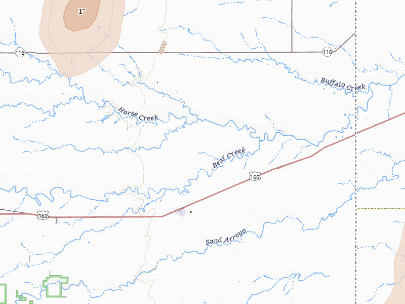 Radar-estimated hail-size map of the storm over Walsh, CO on Jun 30, 2026