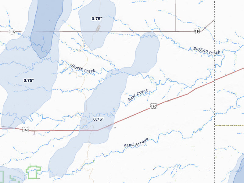 NEXRAD radar-signature map of the hail storm over Walsh, CO on Jun 30, 2026