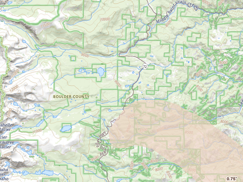 Radar-estimated hail-size map of the storm over Ward, CO