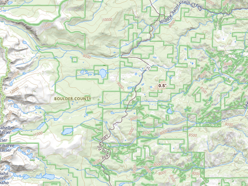 Radar-estimated hail-size map of the storm over Ward, CO on Aug 15, 2026