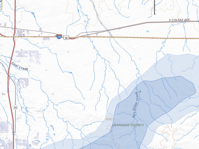 NEXRAD radar-signature map of the hail storm over Watkins, CO on Jul 28, 2026