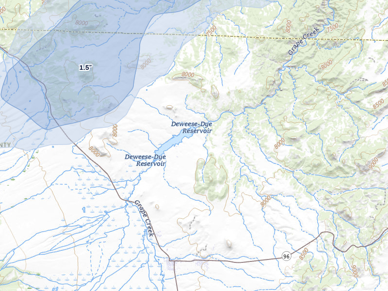 NEXRAD radar-signature map of the hail storm over Westcliffe, CO on Jul 28, 2026