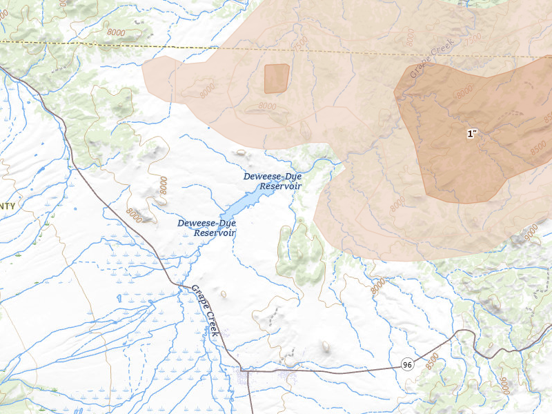 Radar-estimated hail-size map of the storm over Westcliffe, CO on Jul 29, 2026