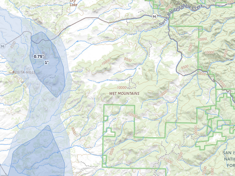 NEXRAD radar-signature map of the hail storm over Westcliffe, CO on Aug 26, 2026