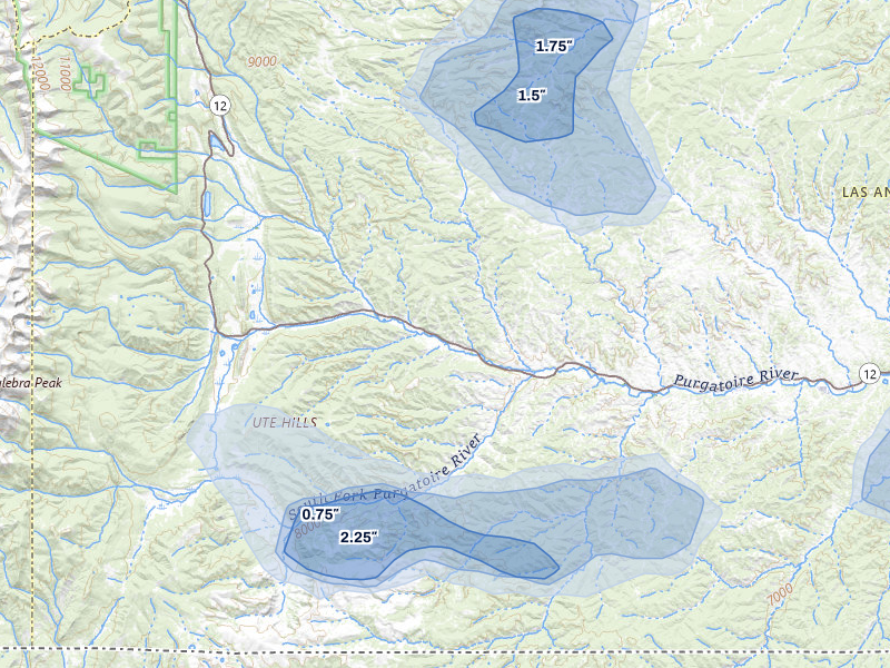 NEXRAD radar-signature map of the hail storm over Weston, CO on May 28, 2026