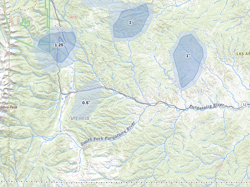 NEXRAD radar-signature map of the hail storm over Weston, CO on Jul 28, 2026